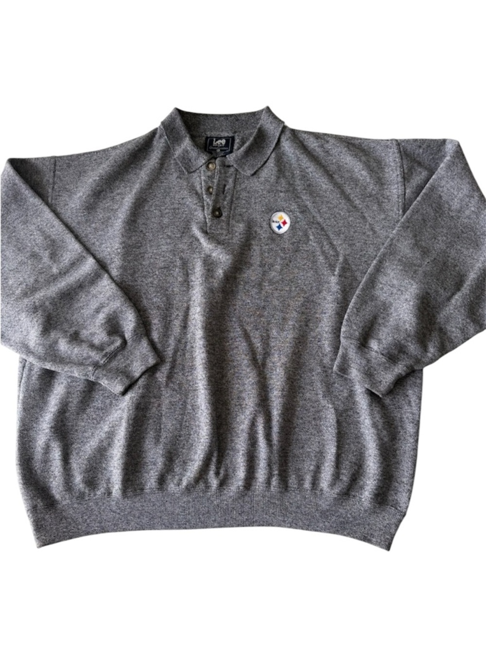 Vintage Pull Over Henley Sweater Embroidered Team Patch Pittsburg Steelers Sz XL